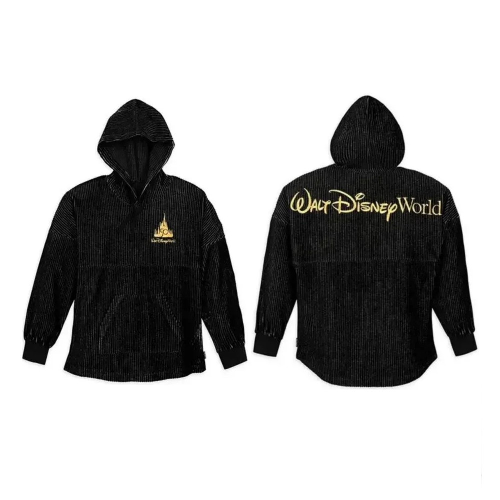 Walt Disney World 50th Anniversary Spirit Jersey Corduroy Hoodie XXL Black Gold